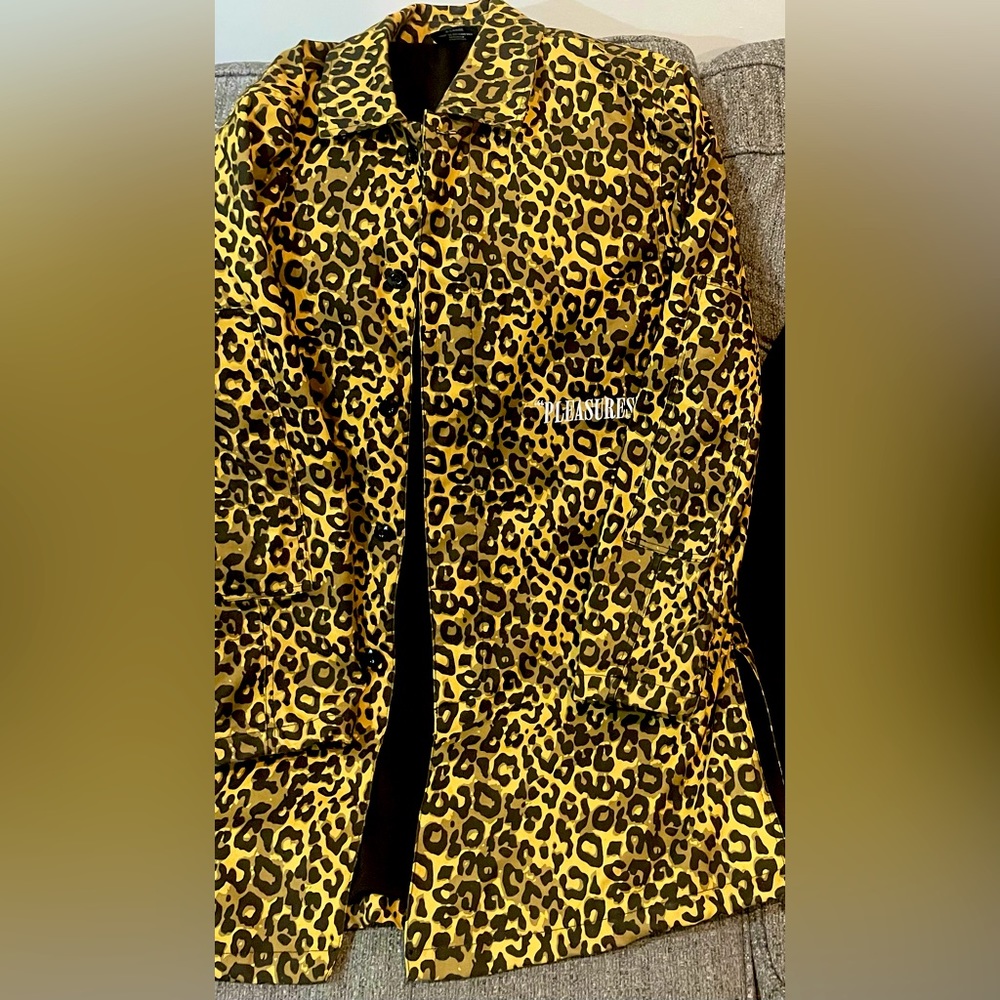 Pleasures cheetah print trench coat. xl